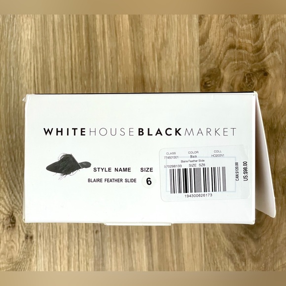 White House Black Market Size 6 Black Feather Valvet Diamond Mules Flats NIB - Picture 3 of 4